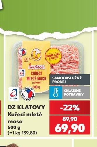 DZ KLATOVY Kuřecí mleté maso 500 g