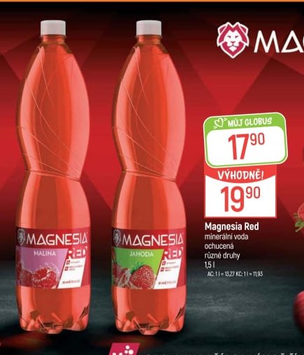 Magnesia Red minerální voda ochucená různé druhy 1,5 l