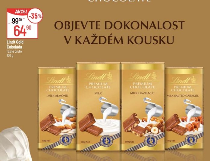Lindt Gold Čokoláda různé druhy 100g