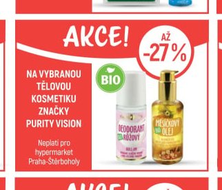 Na vybranou tělovou kosmetiku Purity Vision