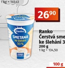 Ranko Čerstvá smetana ke šlehání 33%
