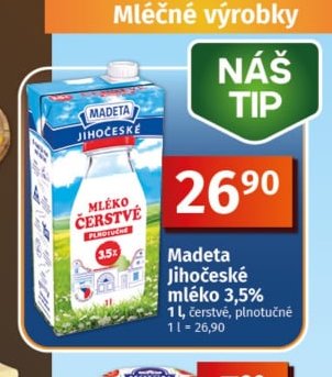 Madeta Jihočeské mléko 3,5%