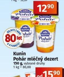 Kunín Pohár mléčný dezert
