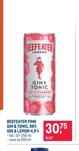 BEEFEATER PINK GIN & TONIC, GIN & LEMON 4,9%