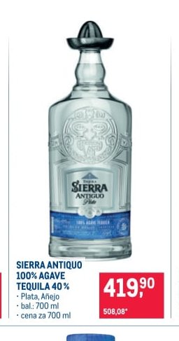 SIERRA ANTIQUO 100% AGAVE TEQUILA 40%