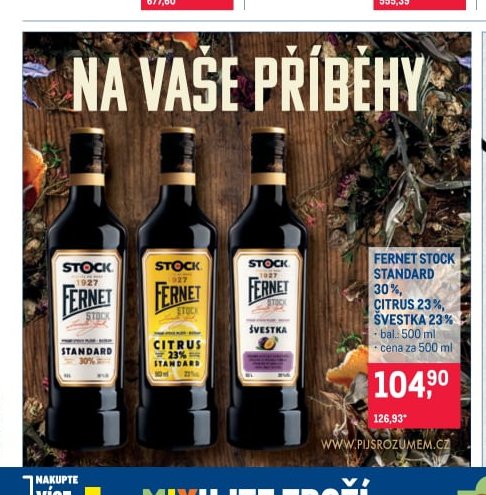 FERNET STOCK STANDARD 30%, CITRUS 23%, ŠVESTKA 23%
