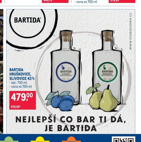 BARTIDA HRUŠKOVICE, SLIVOVICE 43%