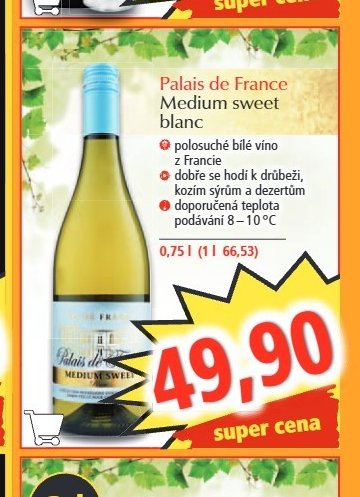 Palais de France Medium sweet blanc 0,75 l