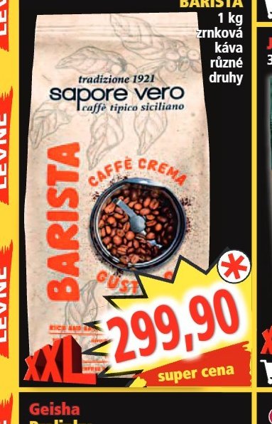 Sapore Vero BARISTA 1 kg zrnková káva