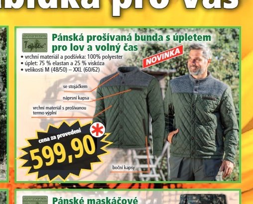 Pánská prošívaná bunda s úpletem pro lov a volný čas