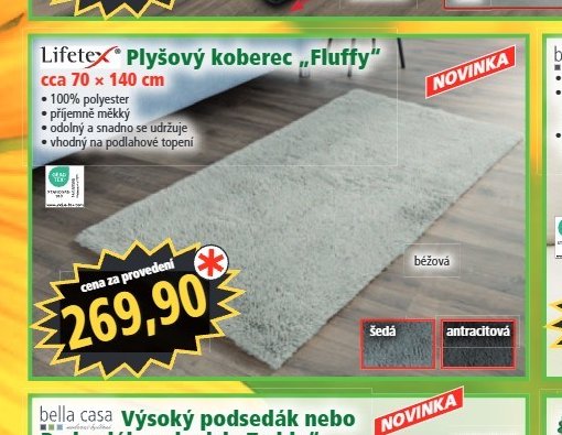 Lifetex Plyšový koberec Fluffy