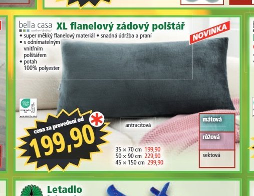 bella casa XL flanelový zádový polštář