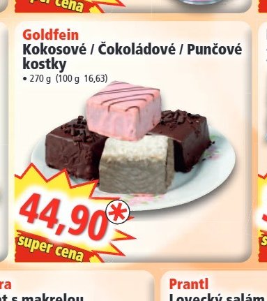 Goldfein Kokosové / Čokoládové / Punčové kostky