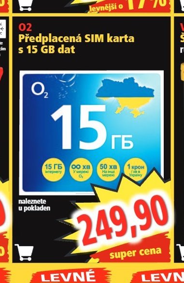 O2 Předplacená SIM karta s 15 GB dat