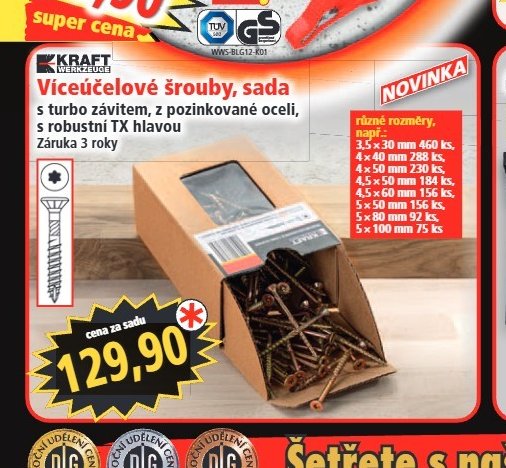 Víceúčelové šrouby, sada