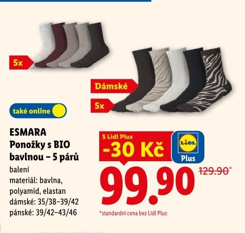 ESMARA Ponožky s BIO bavlnou – 5 párů