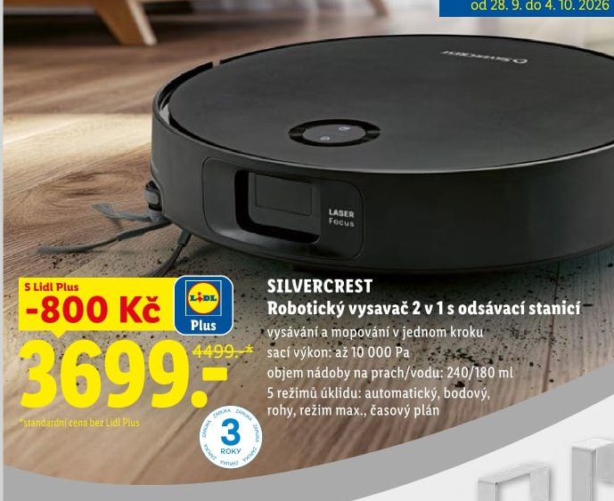 SILVERCREST Robotický vysavač 2 v 1 s odsávací stanicí