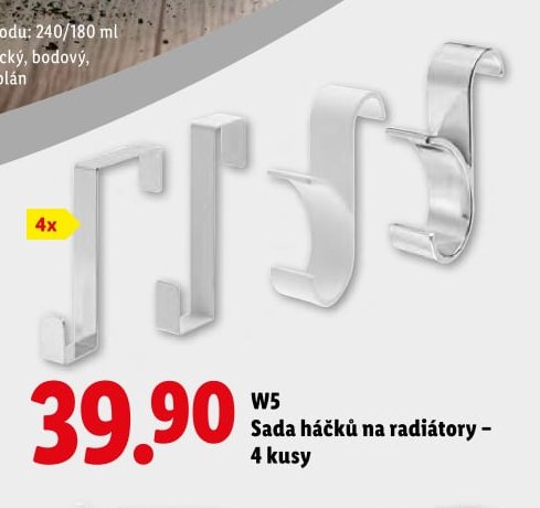 W5 Sada háčků na radiátory – 4 kusy