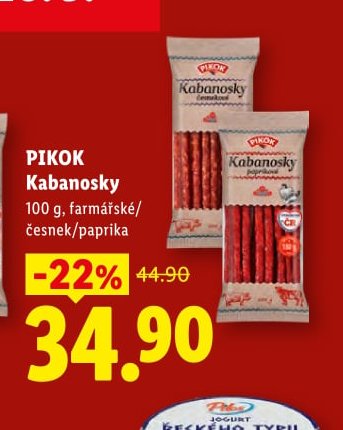 PIKOK Kabanosky, farmářské/česnek/paprika