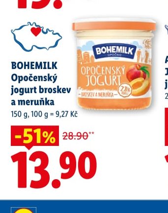 BOHEMILK Opočenský jogurt broskev a meruňka