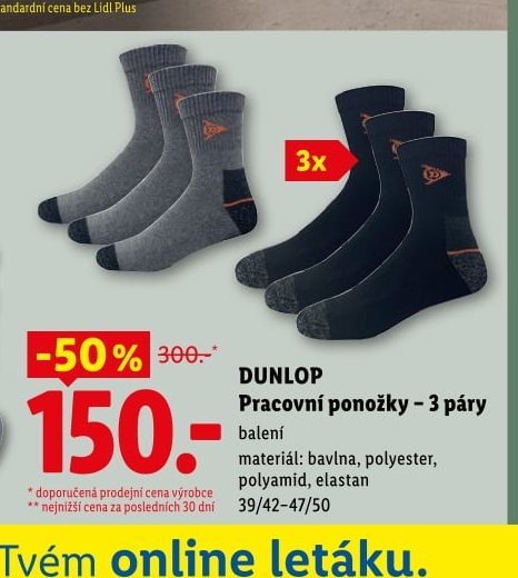 DUNLOP Pracovní ponožky – 3 páry