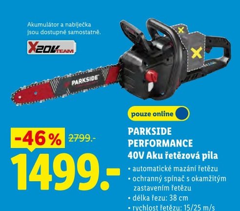 PARKSIDE PERFORMANCE 40V Aku řetězová pila