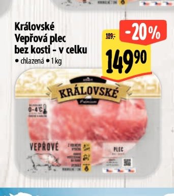 Královské Vepřová plec bez kosti - v celku