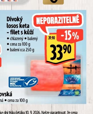 Divoký losos keta - filet s kůží