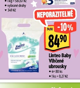 Linteo Baby Vlhčené ubrousky 4x 80 ks