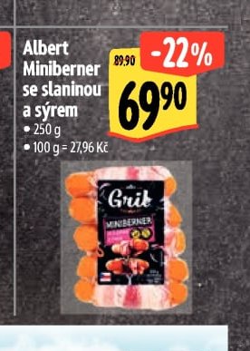 Albert Miniberner se slaninou a sýrem