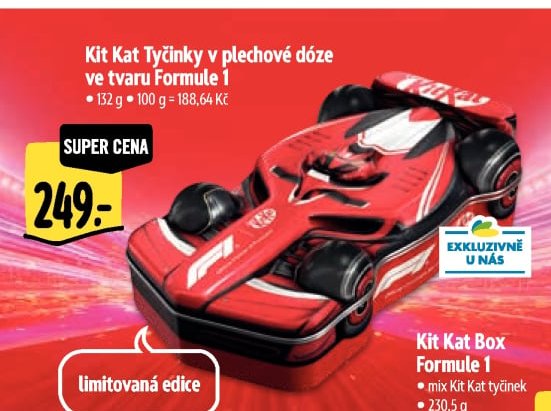 Kit Kat Tyčinky v plechové dóze ve tvaru Formule 1