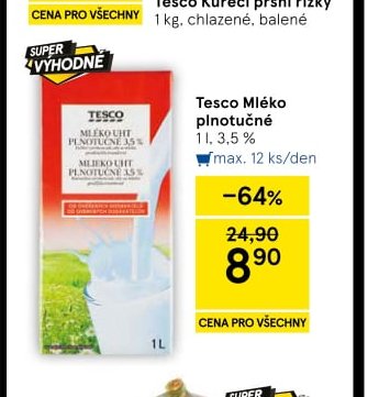 Tesco Mléko plnotučné