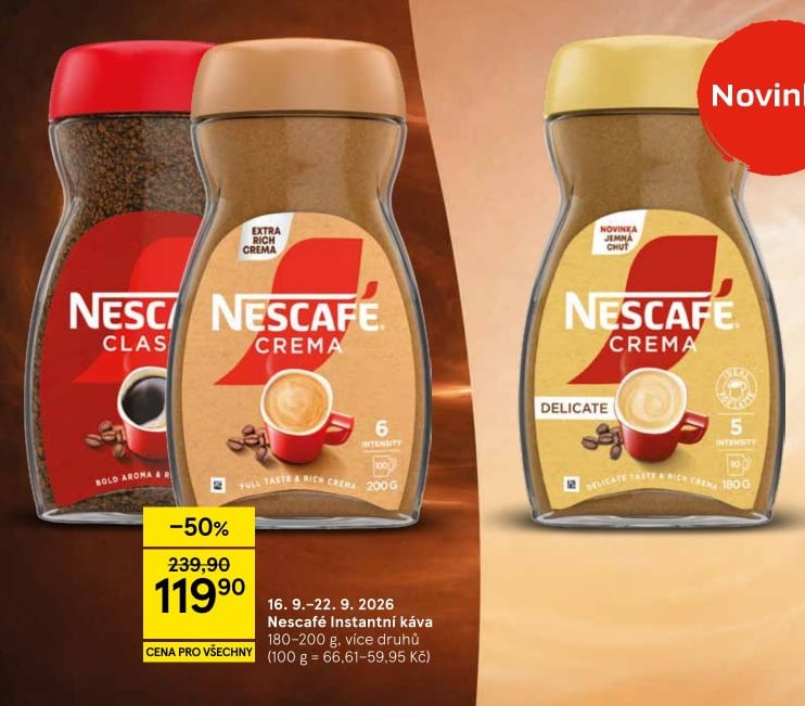 Nescafé Instantní káva 180–200 g, více druhů