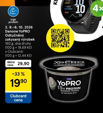 Danone YoPRO Odtučněný zakysaný výrobek 160 g, dva druhy