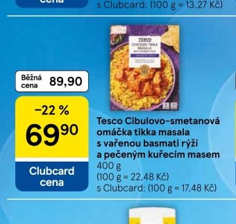 Tesco Cibulovo-smetanová omáčka tikka masala