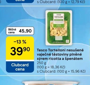 Tesco Tortelloni nesušené vaječné těstoviny