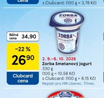 Zorba Smetanový jogurt