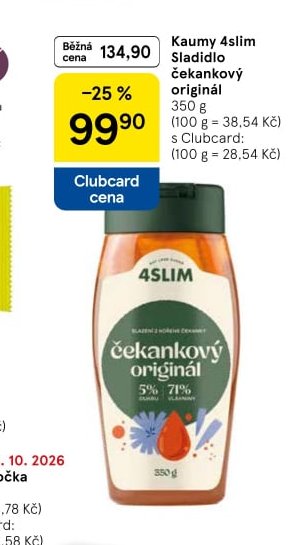 Kaumy 4slim Sladidlo čekankový originál 350 g