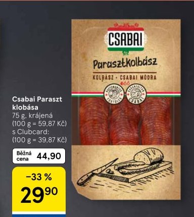 Csabai Paraszt klobása 75 g, krájená