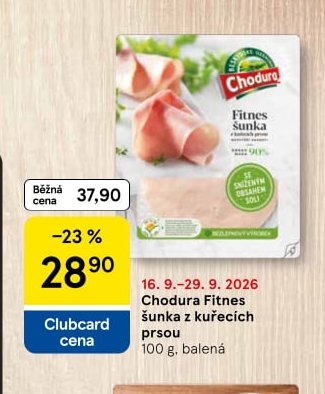Chodura Fitnes šunka z kuřecích prsou 100 g, balená