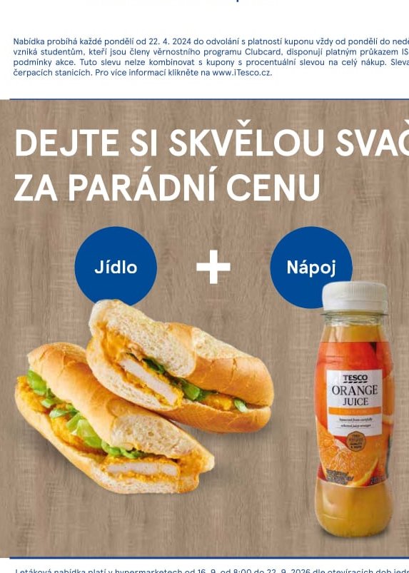 Svačina (bageta a pomerančový džus)