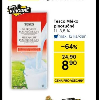 Tesco Mléko plnotučné