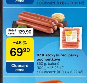 DZ Klatovy kuřecí párky pochoutkové 850 g
