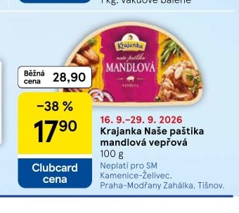 Krajanka Naše paštika mandlová vepřová 100 g