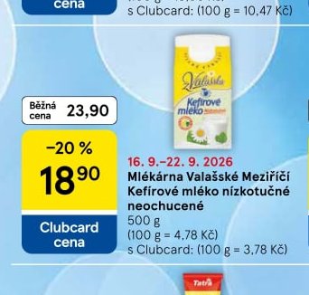 Mlékárna Valašské Meziříčí Kefírové mléko nízkotučné neochucené