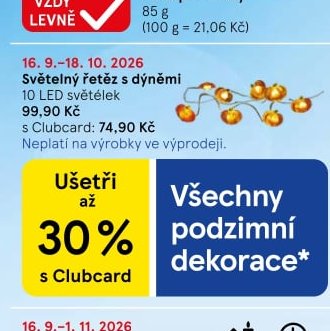 Světelný řetěz s dýněmi 10 LED