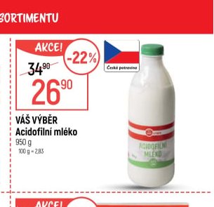 VÁŠ VÝBĚR Acidofilní mléko