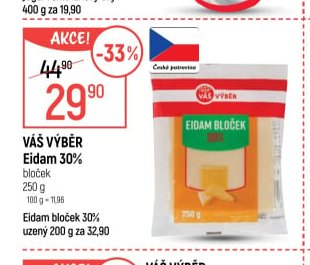 VÁŠ VÝBĚR Eidam 30% bloček