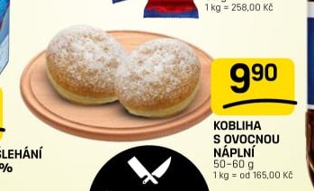 KOBLIHA S OVOČNOU NÁPLNÍ 50-60 g