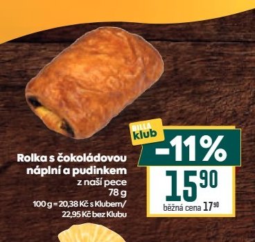 Rolka s čokoládovou náplní a pudinkem z naší pece 78 g